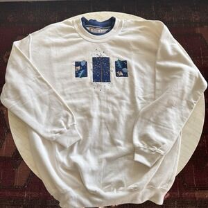 Vintage 90s Top Stitch Morning Sun Large Sweatshirt Winter Cottage Grandma Snowy